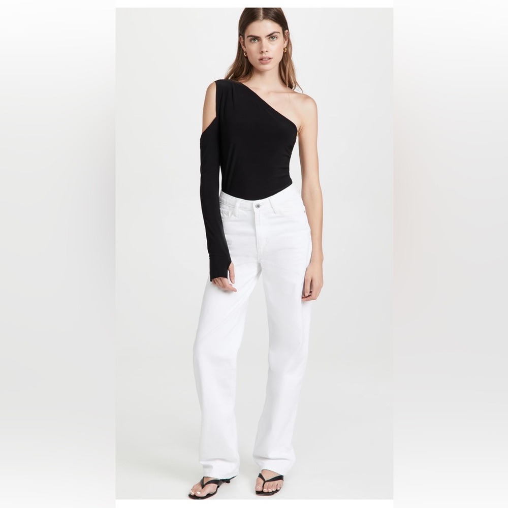 NORMA KAMALI One Shoulder One Sleeve Top—BLACK